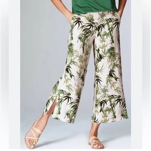J Jill Palm Print Linen Wide Leg Crop Pant